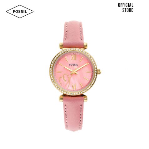 Đồng hồ nữ Fossil Carlie ES5177 dây da- hồng