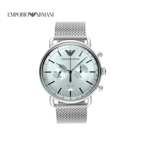 Đồng hồ nam Emporio Armani Aviator dây thép - bạc