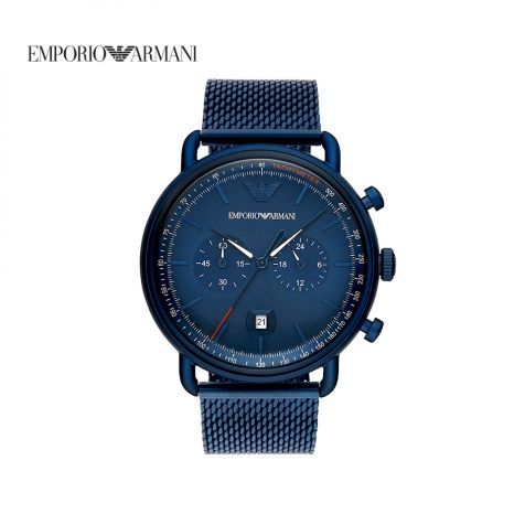 Đồng hồ nam Emporio Armani Aviator dây thép - xanh