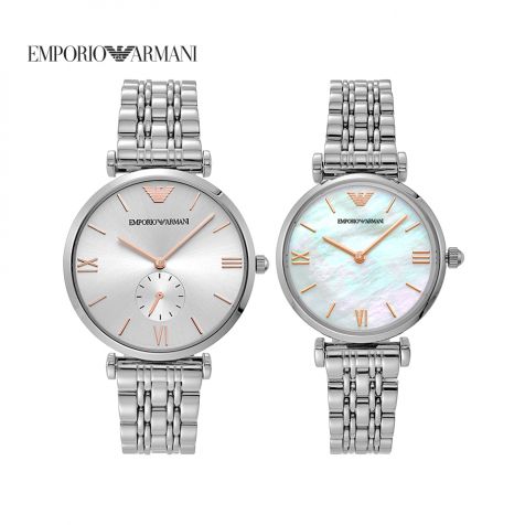 Đồng hồ cặp Emporio Armani thép không gỉ - bạc