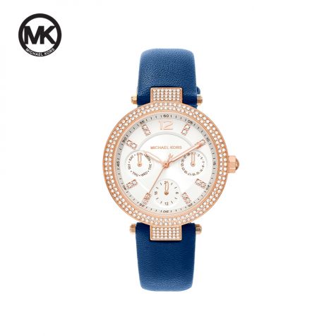 Đồng hồ nữ Michael Kors Parker dây da - xanh dương